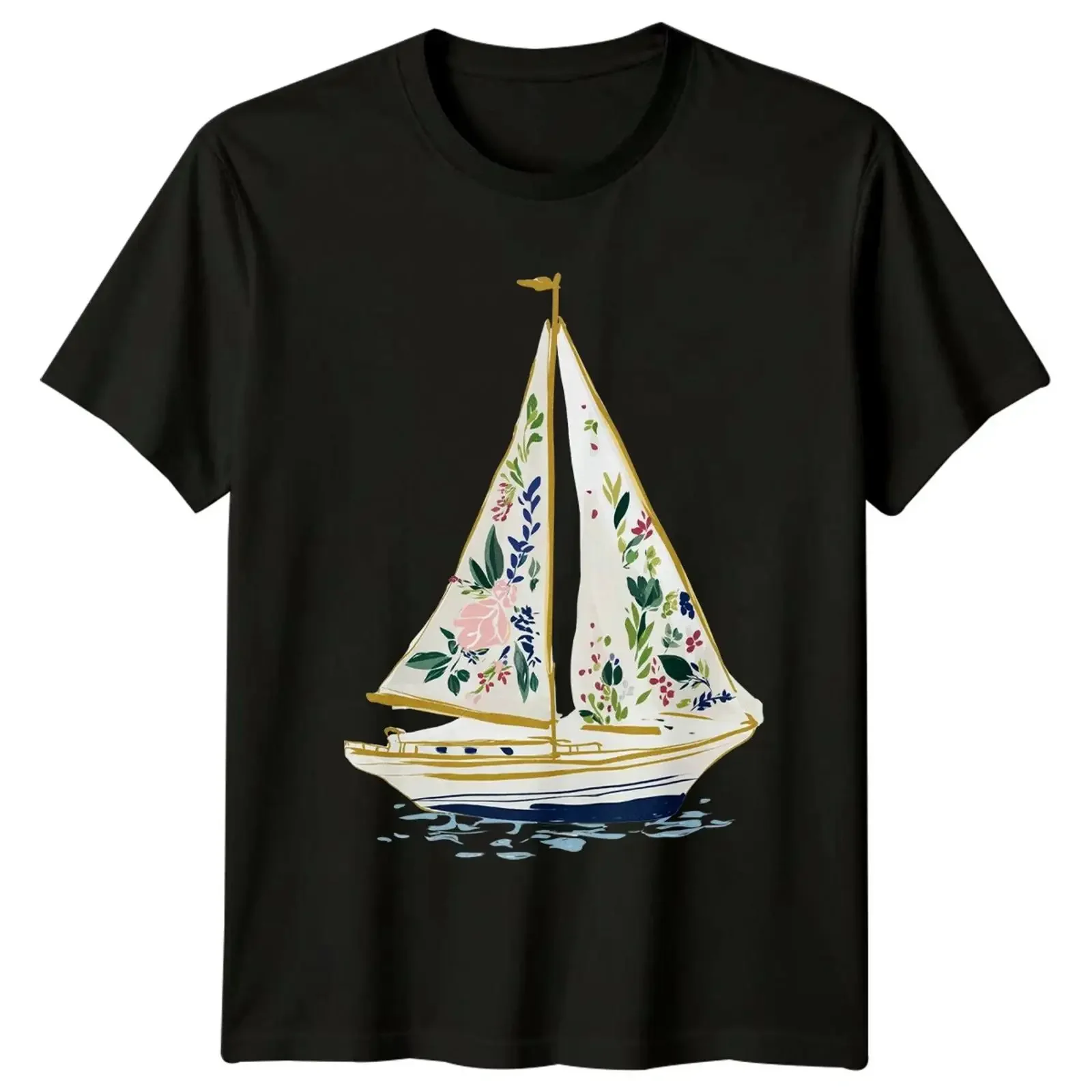 Camiseta Blumen Segelboot Mittelmeer para mujer, regalo de navegación para ella, estilo vintage, unisex, elegante, con gráfico de moda para hombre, elástica