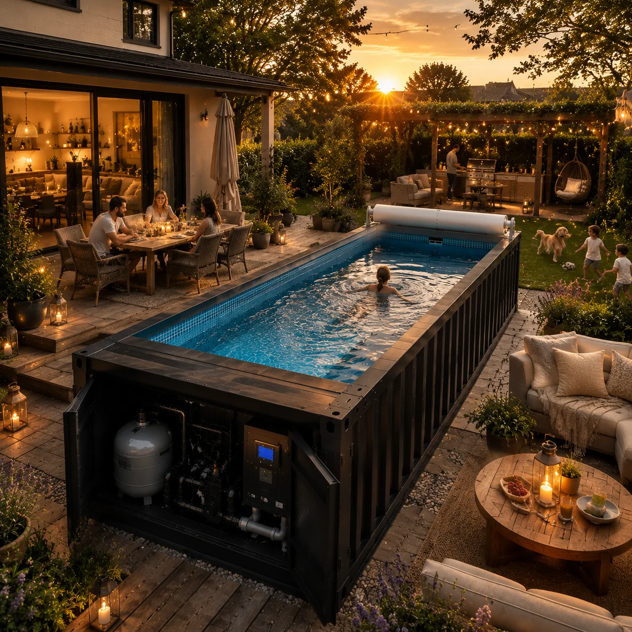 Complete Accessories Shipping Container Swimming Pool Large Modular Above Ground Pool for Resort Villa Backyard Commercial