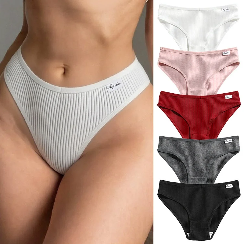 3-teiliges Set Damen Baumwoll-Slips Einfarbig Weiche Atmungsaktive Unterhosen Komfortable Stretch-Slips Sexy Dessous S-XL – Detail 2