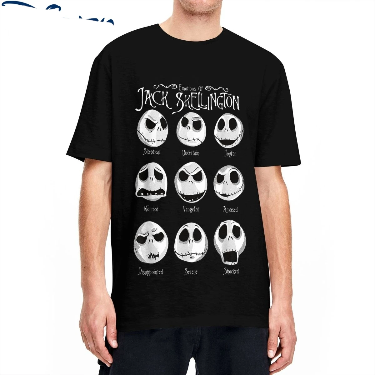 The Nightmare Before Christmas T Shirts Emotional Jack 100% Cotton Tops Casual Crewneck Tee Shirt Big Size T-Shirts