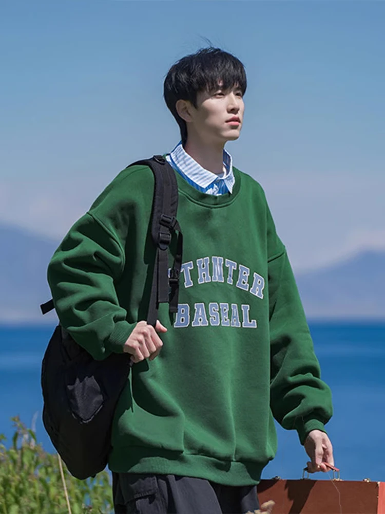 

Youth Spring Autumn round Ne Sweatirt Men's Heavyweight 400g een Jaet Casual Loose Fit Printed Comfortable Hoodie