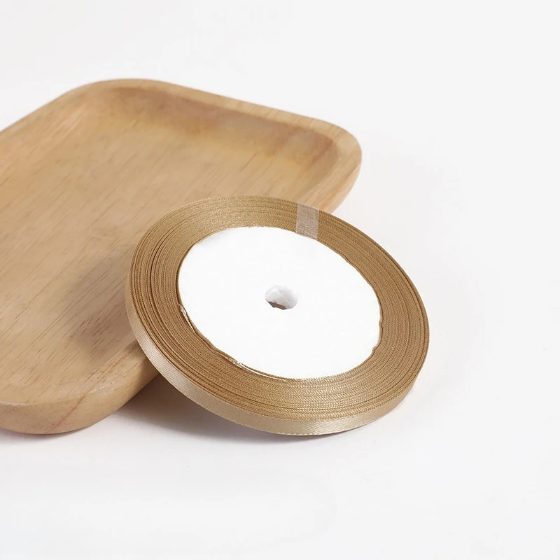 25 ヤード/ロールシルクカーキサテンリボンギフトラッピング装飾ギフトボックスリボン DIY 手作り衣類アクセサリー用品リボン