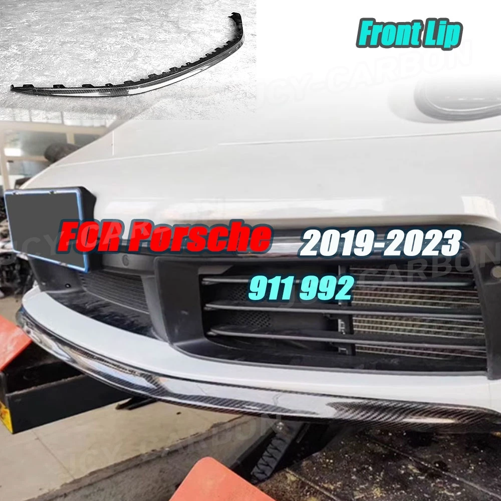 Dry Carbon Fiber Front Lip Spoiler Splitters for Porsche 911992 2019 2020 2021 2022 2023 FRP Head Bumper Guard