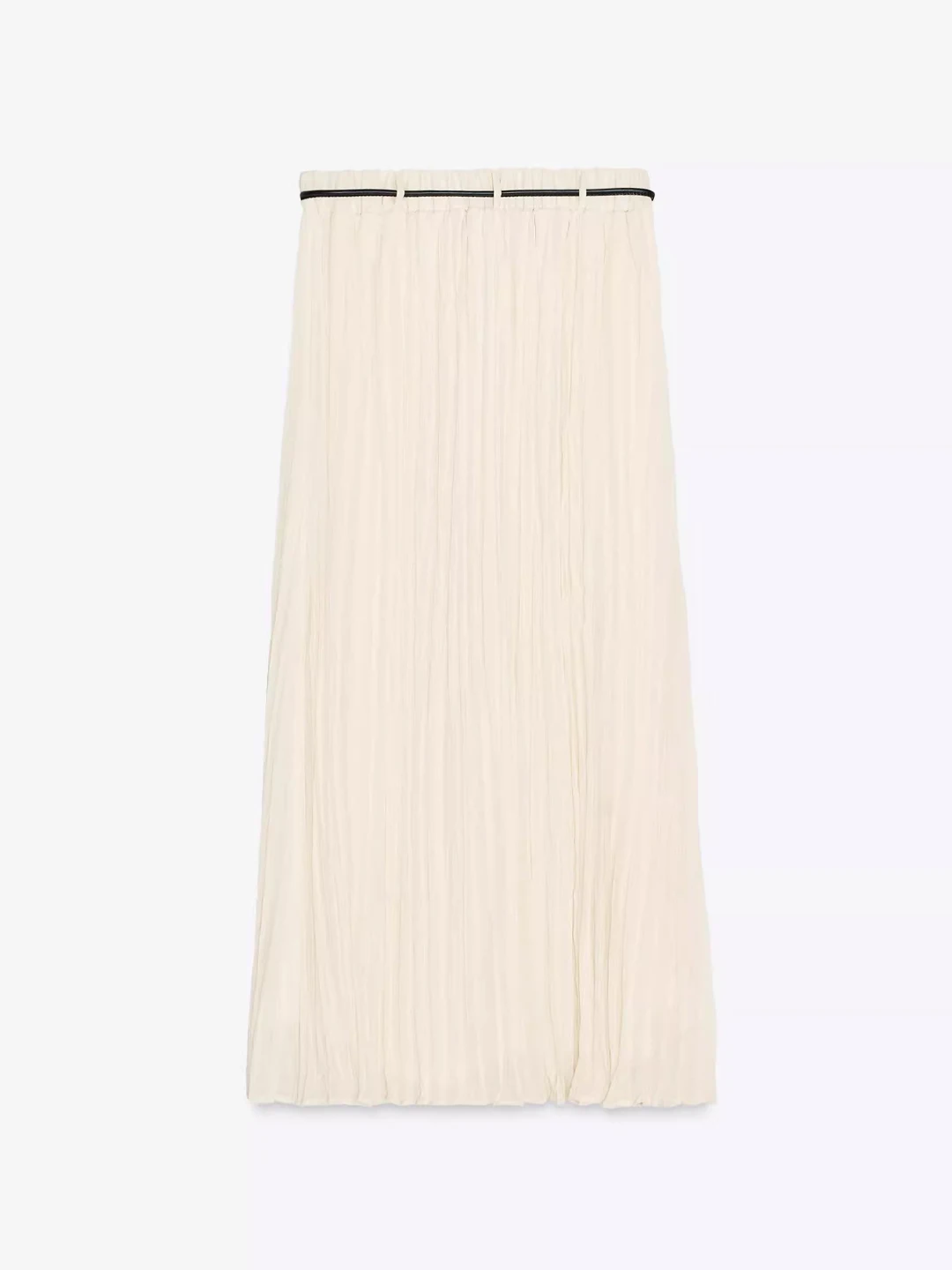 

Beige Casual Summer New Waist Belted f-length Skirt Pleated Long Dring Sle Versatile Mid-waist A-line Skirt