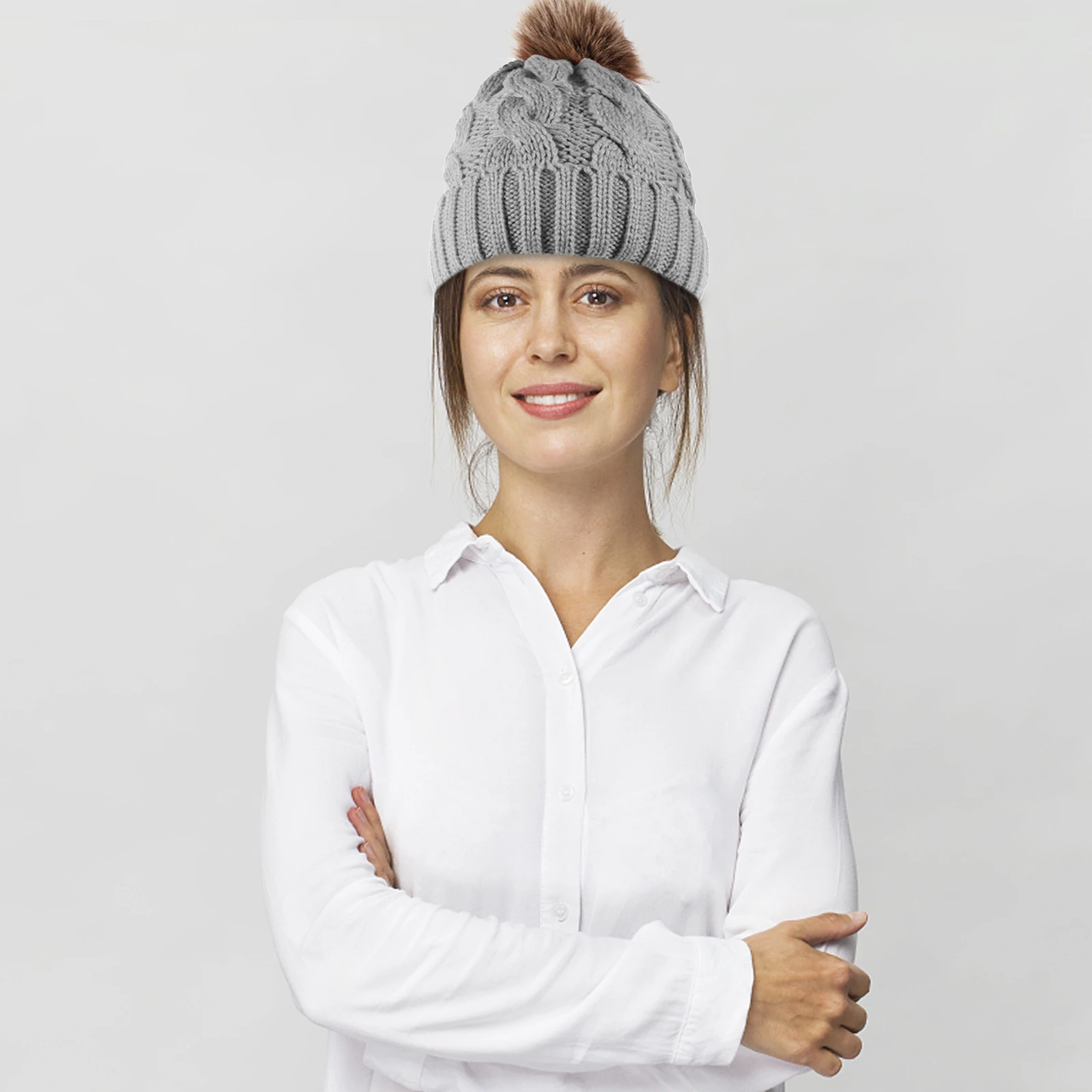 

1Pcs Women's Knitted Hat Warm Winter Female Cap with Pom Pom Stylish Fisherman Beanie for Cold Weather Outdoor Wear
