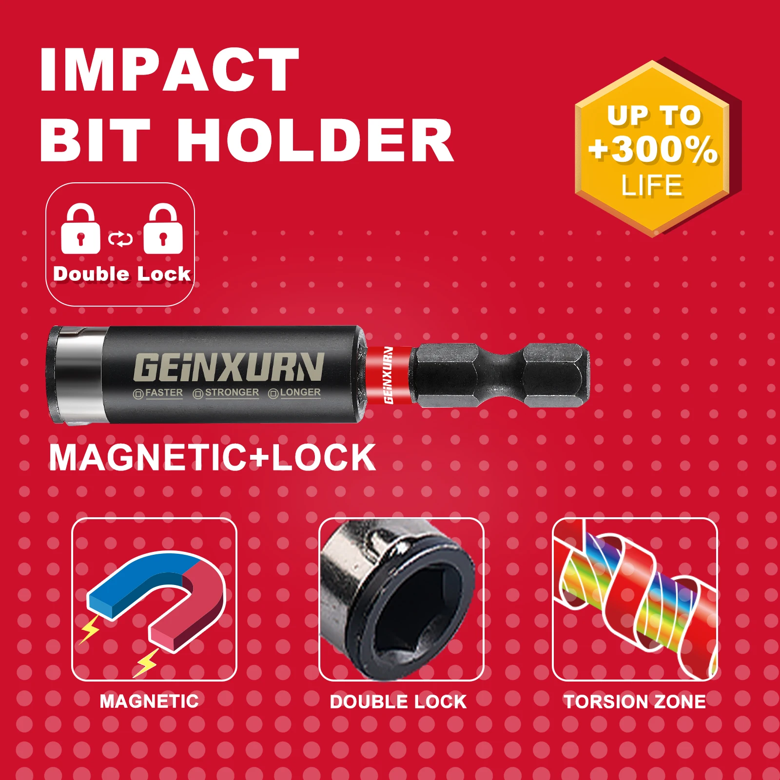 Geinxurn 22PCS 1”/2” Mixed Torx Magnetic S2 Steel Multi Cross Driver Bits and 1 Pc Socket Driver Set  with Organizer Sleeve