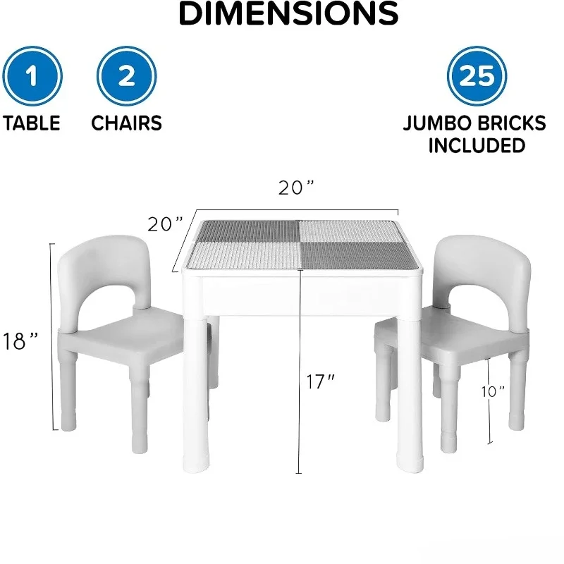 5 in 1 Kids Activity Table and Chair Set- Stem Table for Toddlers with Water Table, Building Block Table