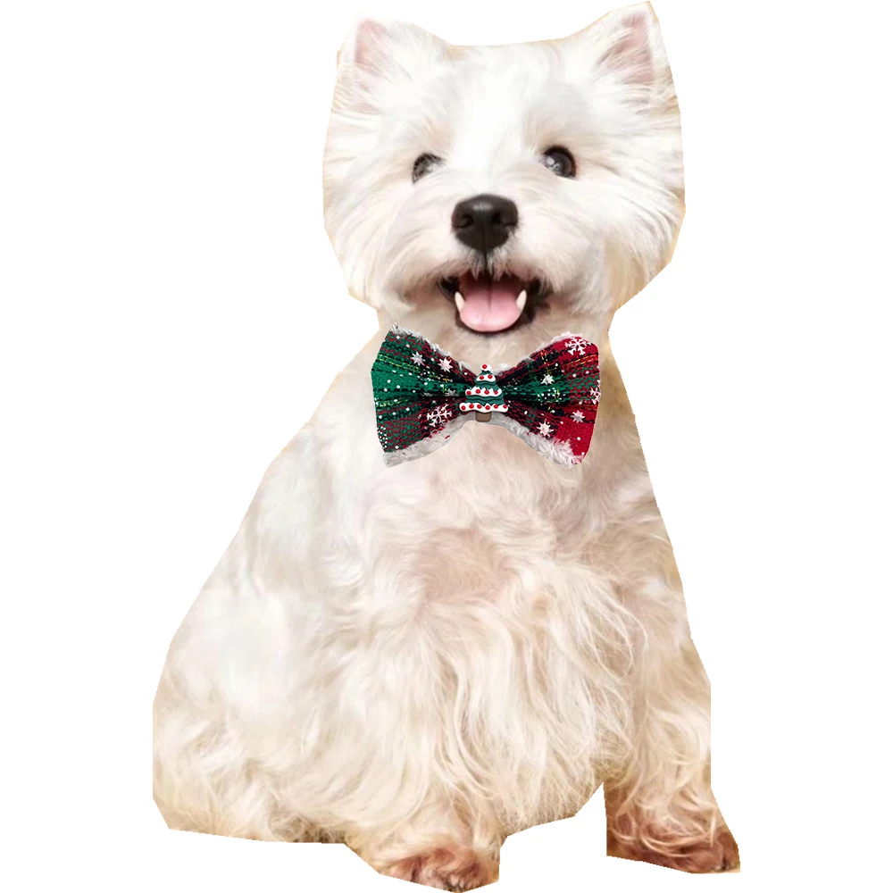 50PCS Christmas Dog Accessories Pet Collar Charms Movable Dog Bowties Dogs Grooming Products Small Dog Accessories Pet Supplies