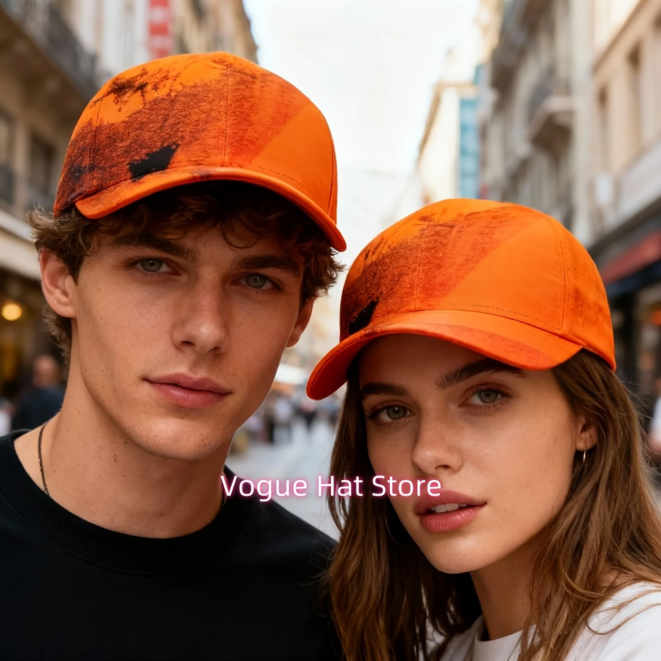 1pc, Abstract Tie-Dye Cap in Orange Camouflage, Suitable for All Genders, Fashion Item, Outdoor Apparel, Adjustable Fit, Sun Pro