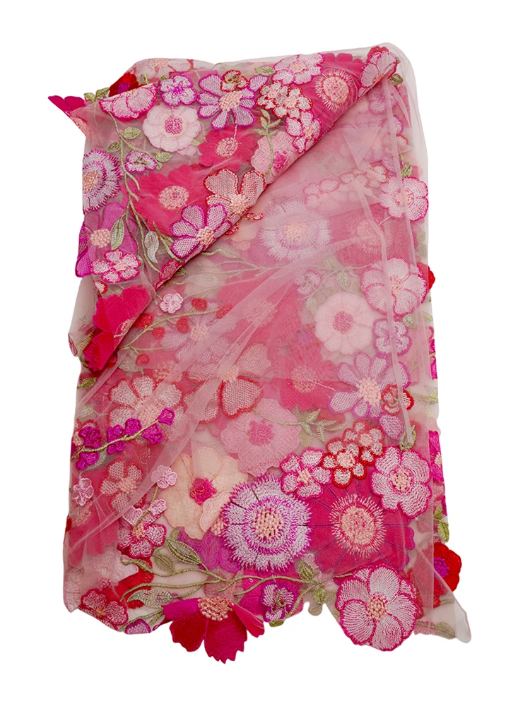 Clothing Fabric Embroidered Lace Fabric Beautiful Flower Patterns Carefully Knitted Complex Lace Exquisite Lace Materials