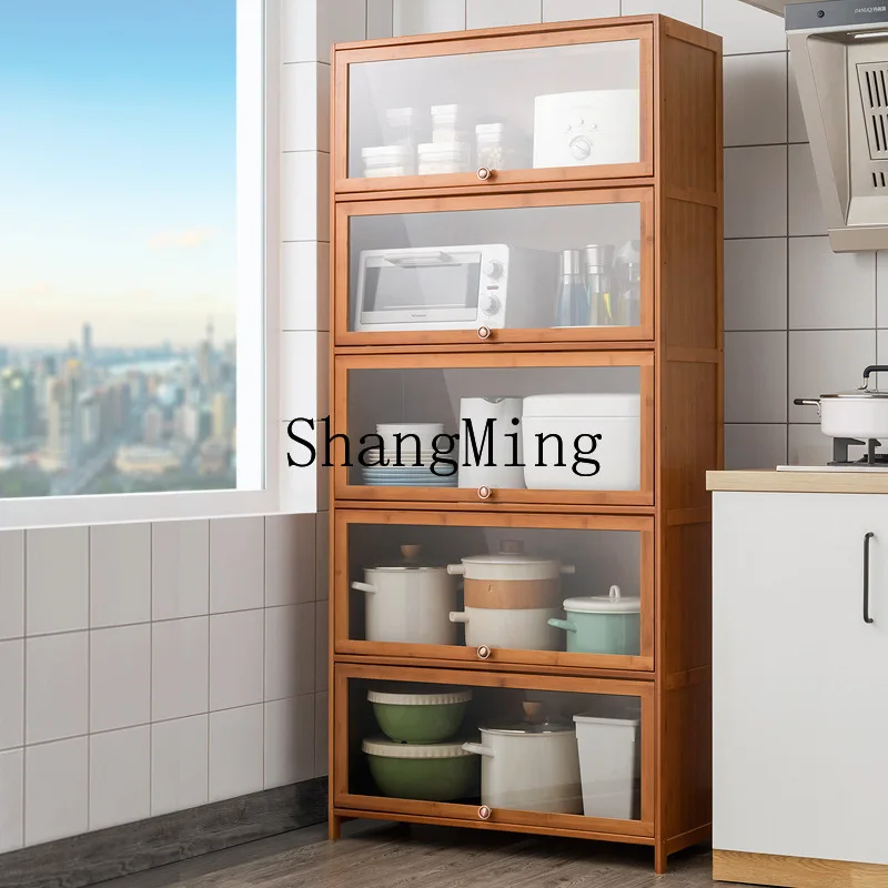 

FG kitchen supplies microwave oven rack floor bamboo multi-functional seasoning solid wood cabinet