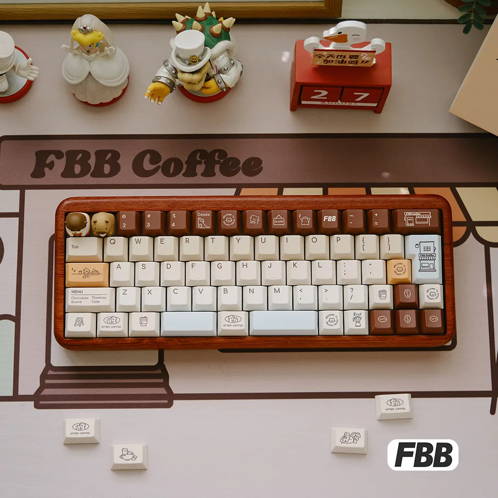 FBB أغطية المفاتيح قضاعة القهوة موضوع PBT لطيف كابيبارا مفاتيح شخصية DIY بها بنفسك للوحة المفاتيح الميكانيكية مفتاح قبعات هدية الكرتون 1.7 مللي متر سميكة