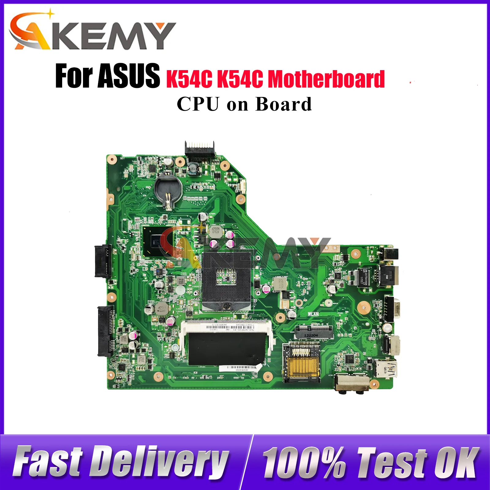 

K54C Laptop Motherboard For ASUS K54C K54C Notebook Mainboard With Celeron CPU 100% tests OK fast shipping High quality
