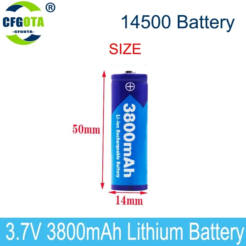 100% 14500 Lithium Battery 3.7V 3800mAh Rechargeable Batteries Can Welding Nickel Sheet Bateria For Torch LED Flashlight Toy