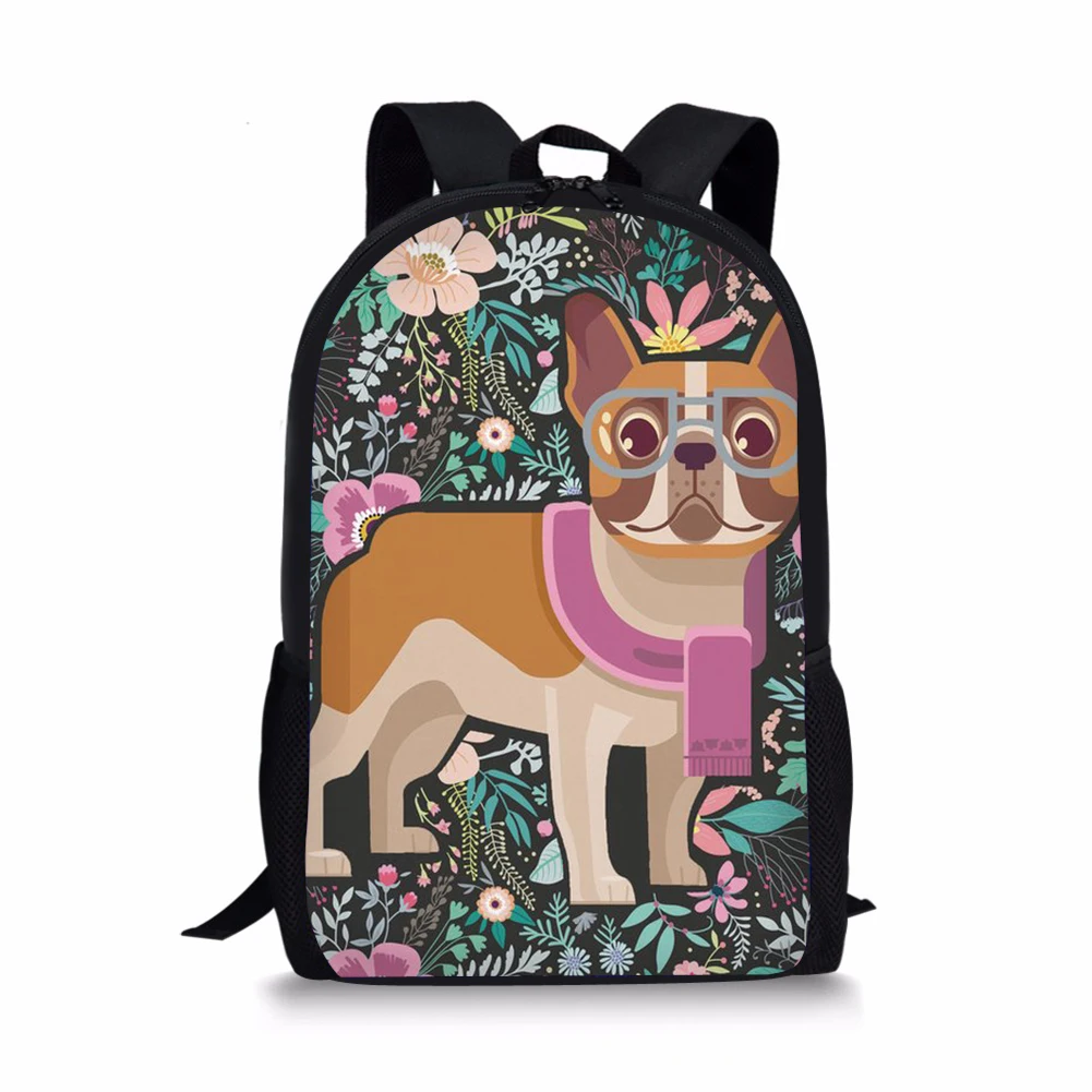 16 "Cartoon Bulldog stampa 3D zaino per bambini per adolescenti ragazzi ragazze borse da scuola borsa a tracolla zaino per bambini Mochila Escolar