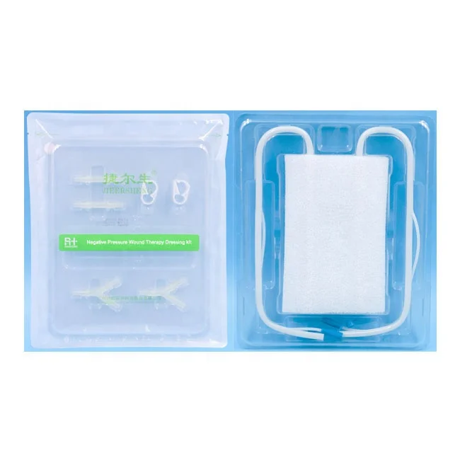 

Negative pressure wound therapy VAC NPWT dressing kits including wet white PVA foam tubes adhesive film tee/straight joints