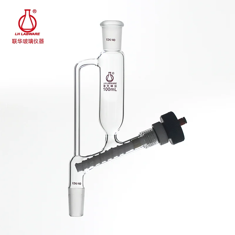 LH LABWARE Adding sample cylindrical funnel for powder, High vacuum PTFE rotary valve 15#, Borosilicate glass, LH-231