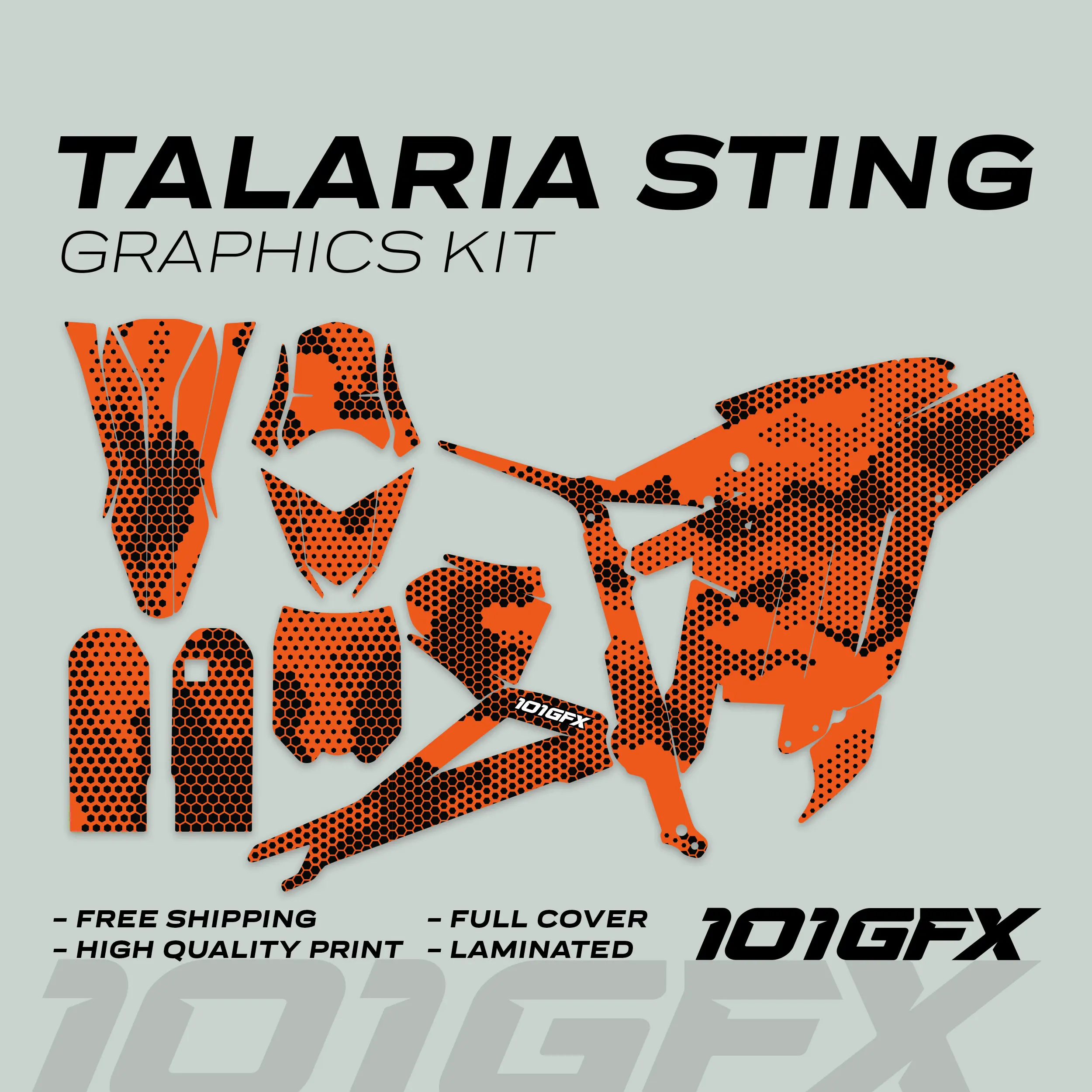 Graphics Kit HEXOCAM ORANGE Decals Stickers Laminated Camo hexagonal honeycomb modern  wrap eBike For Talaria Sting MX3 MX4