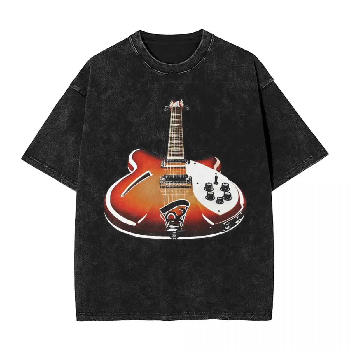 الشارع الشهير تي شيرت خمر Rickenbacker 360 غسلها تي شيرت قصير الأكمام الهيب هوب قمم تي شيرت تيز للرجال والنساء #4