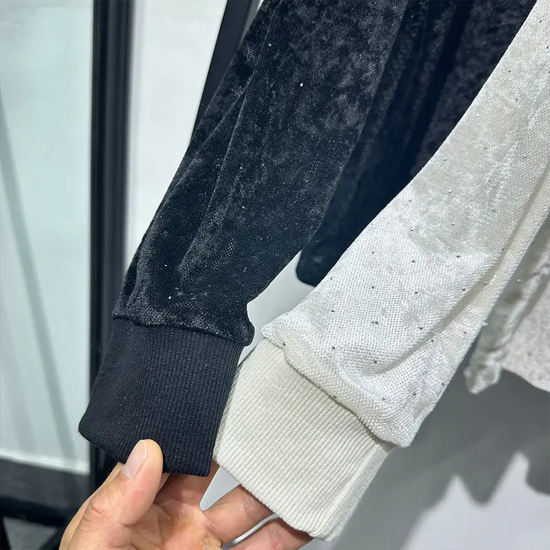 High Street Irregular Glossy Patchwork Tees Top Men's Light Luxury Heavy Industry Loose and Versatile Long Sleeved T-shirt