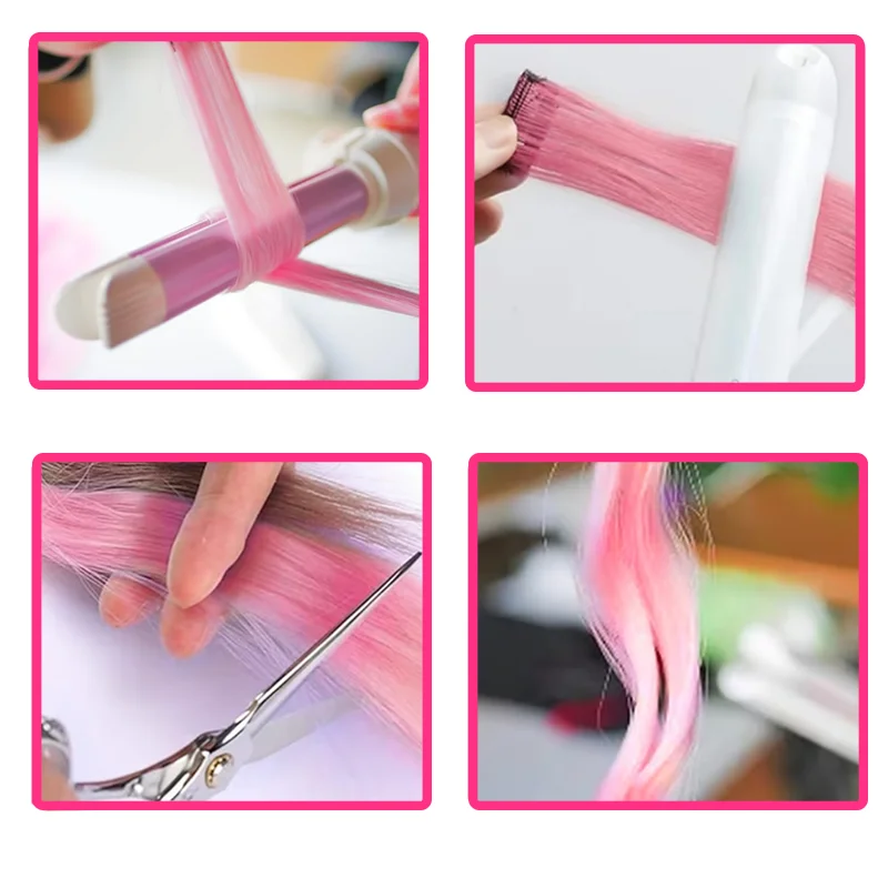5 шт. синтетические розовые волосы для наращивания, 22 дюйма, прямые цветные волосы, красочная заколка, вечерние, для детей и женщин, подарок