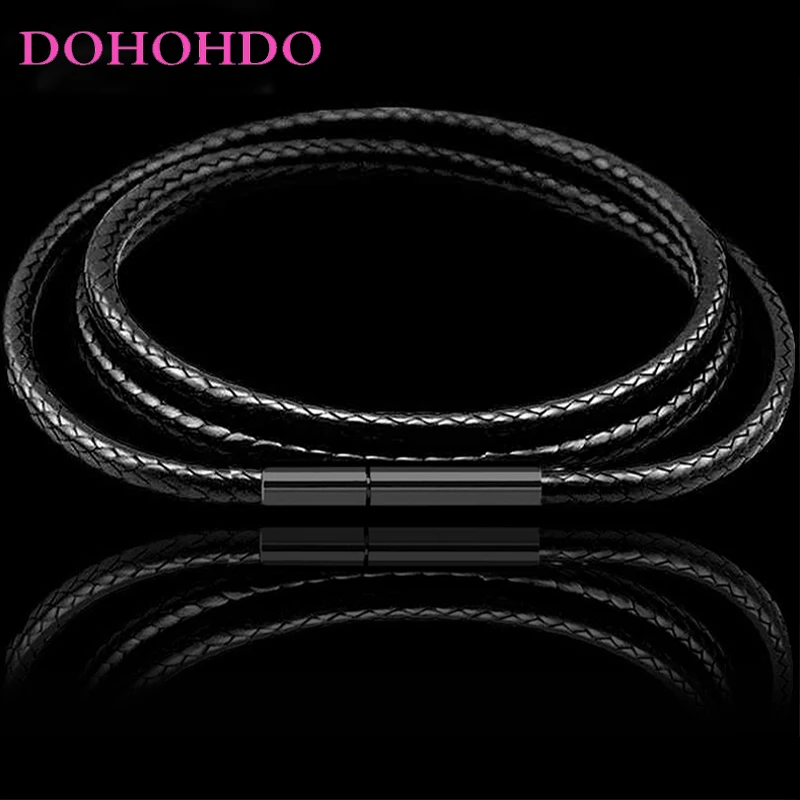 Top Quality 1mm  2mm 3mm Necklace Cord Leather Cord Wax Rope Chain With Stainless Steel Clasp For DIY Necklace Jewelry Making