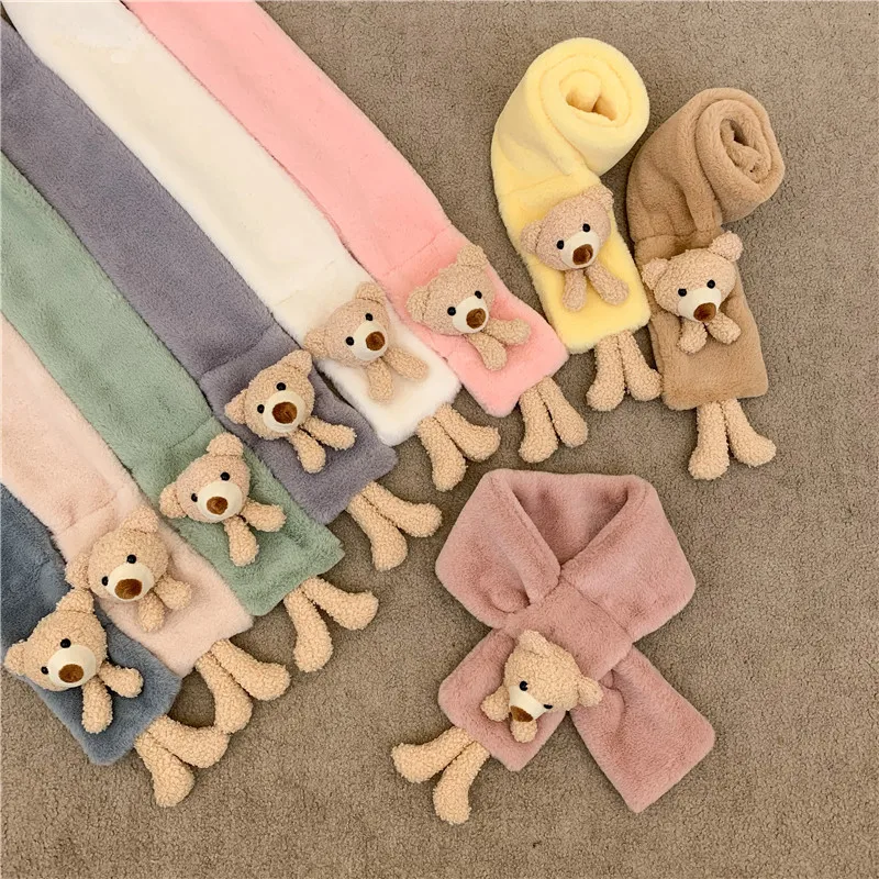 

Three-dimensional Cartoon Bear Children Scarf Autumn and Winter New Baby Scarf Velvet Warm Children's Neck Boys and Girls