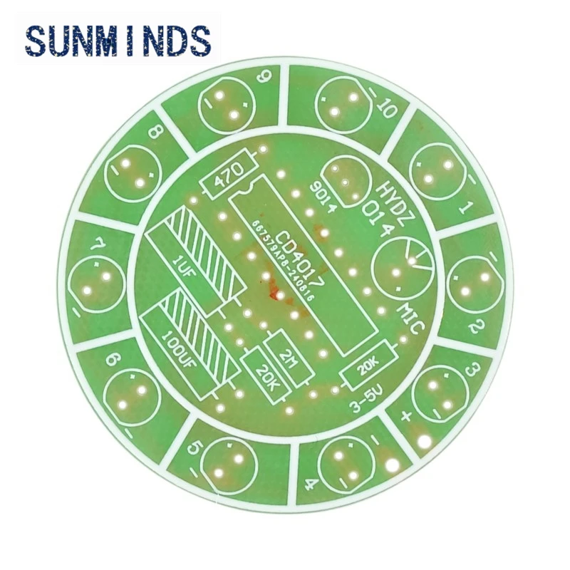 CD4017 التحكم الصوتي الدورية الملونة LED تعميم مجموعة مصابيح المياه DIY ميكروفون التحكم الإلكتروني في الصوت