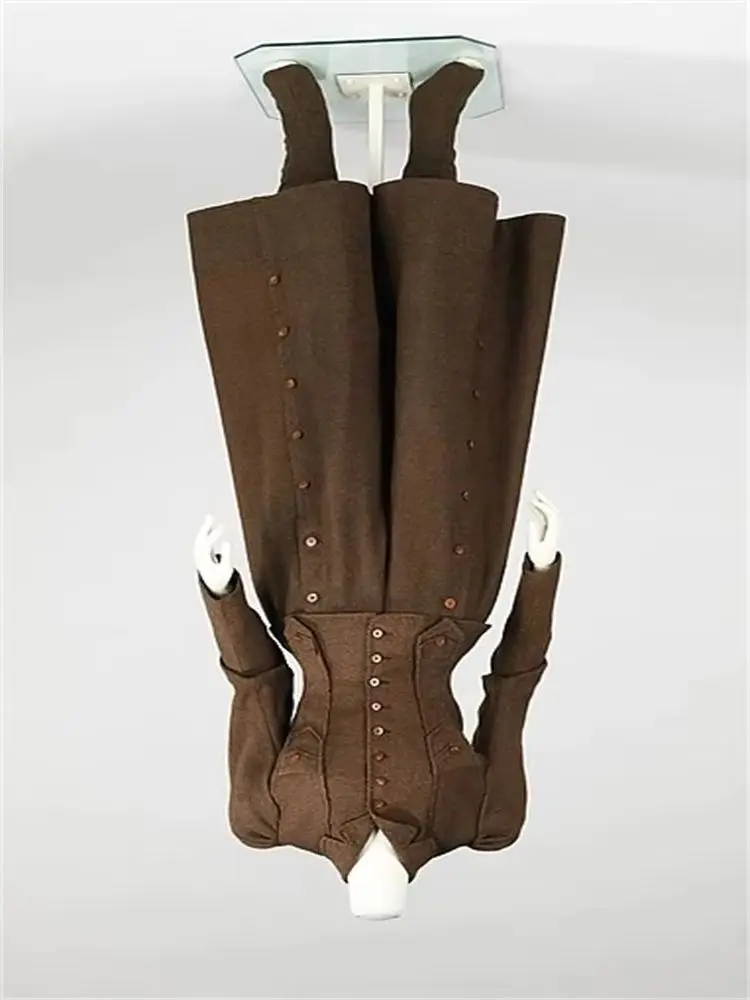 

1890s Women's Historical Brown Wool Cycling Costume Retro Victorian Renaissance Gothic Dress