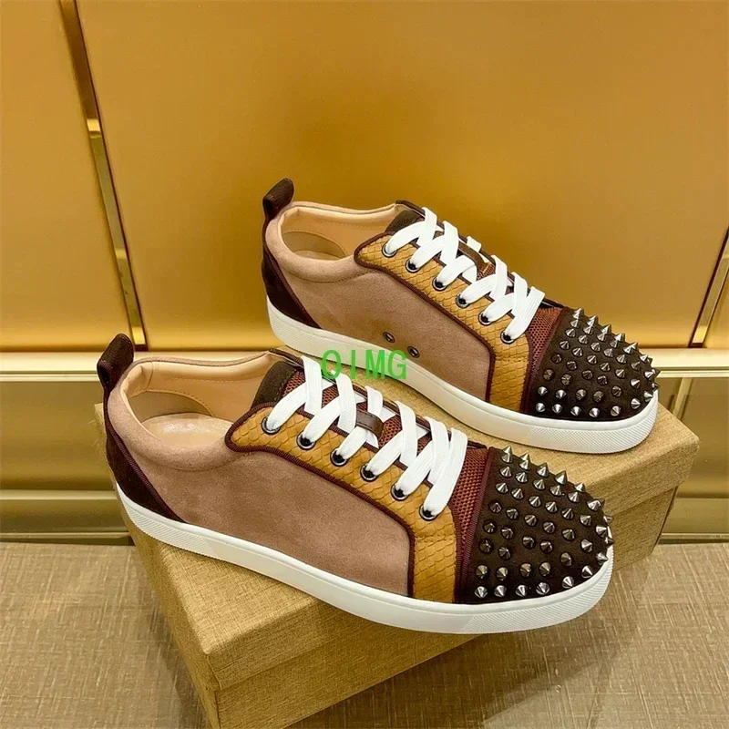 

2023 New Luxury Shoes, Red Bottom Shoes, Men's Shoes, Rivets, Low-top Leather, All-match Casual Sneakers Man Shoes