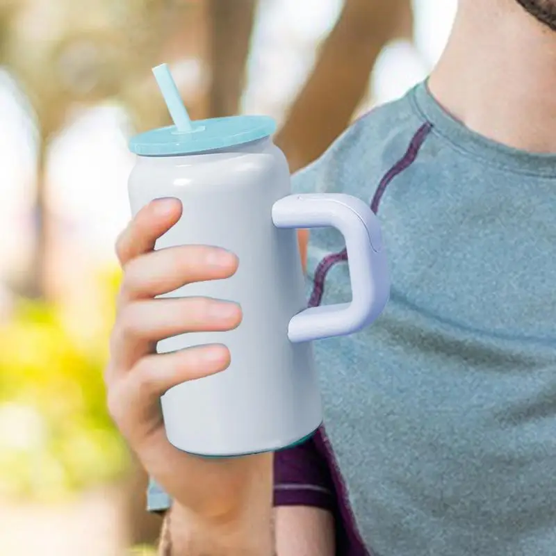 ฉนวนแก้วกาแฟฉนวนถ้วยกาแฟพร้อมที่จับ 16oz สแตนเลสสตีลดื่มถ้วยแบบพกพาฟาง Tumbler สําหรับเดินทาง GYM