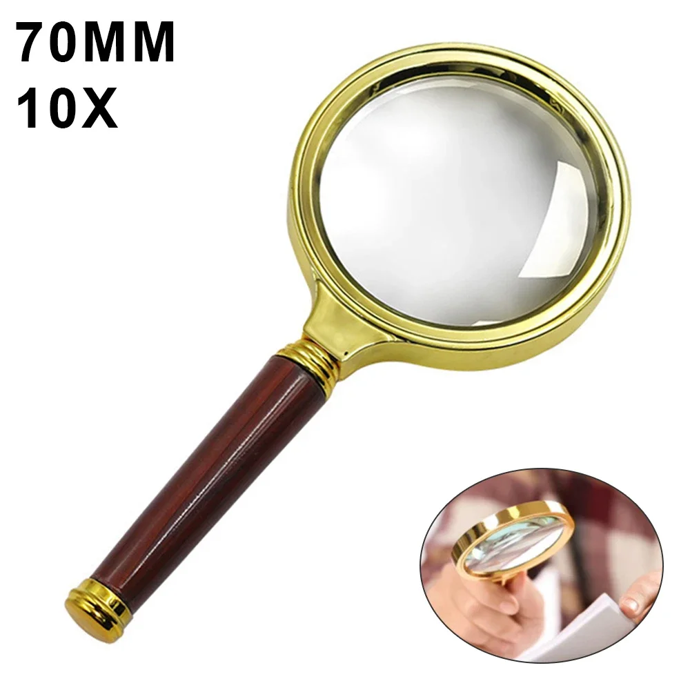 10X Magnifier Handheld Glass Jewelry Jade Identification Magnifying Glass Office Reading Antique Appraisal Magnifying Glass