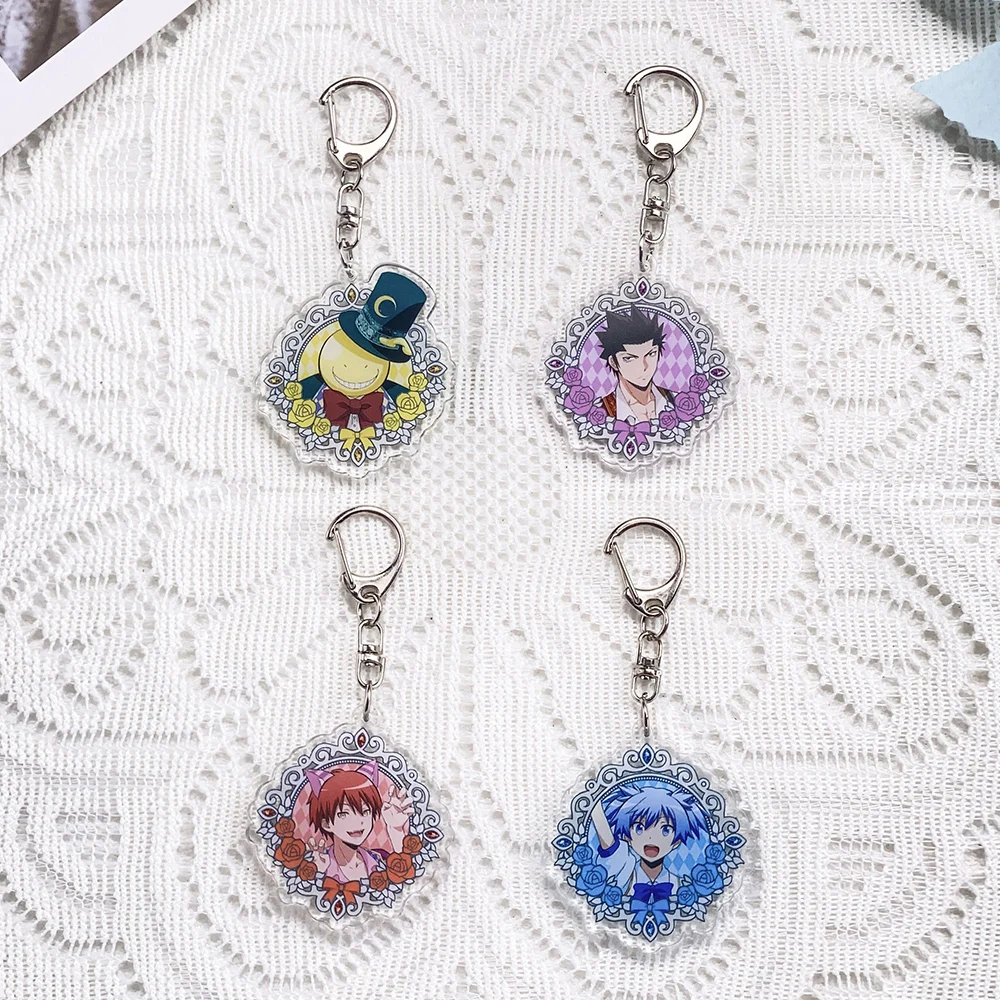 4PCS Anime Characters Assassination Classroom Acrylic Keychain Accessories Keyrings Friends Gifts Bag Charms​ Backpack Pendant