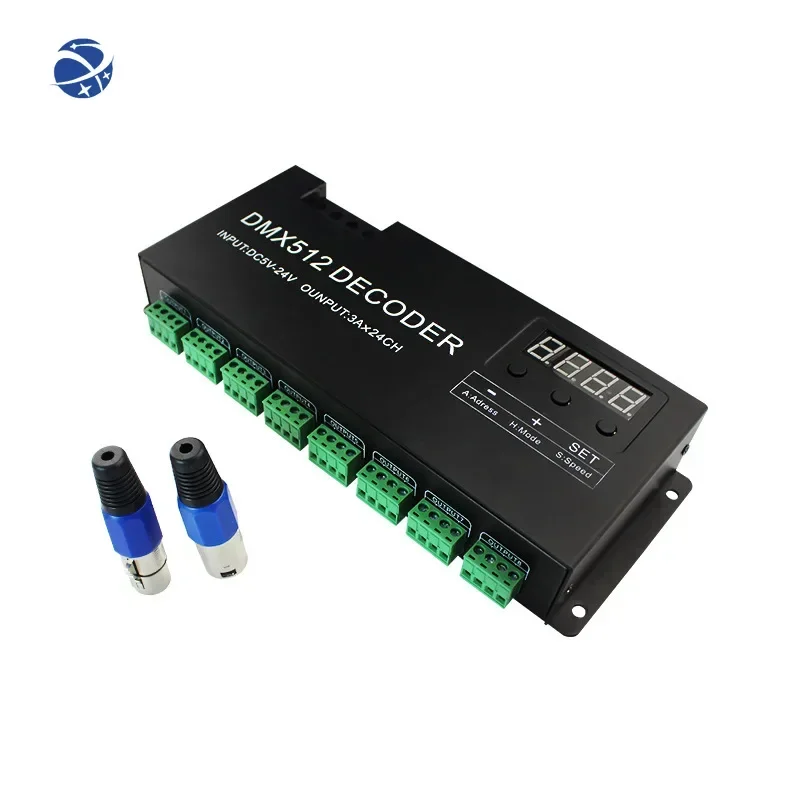 

Yunyi DC12-24V DMX512 Decoder 24 Channel LED Dimmer Controller 24CH DMX Decoder for RGB LED Strip Lights