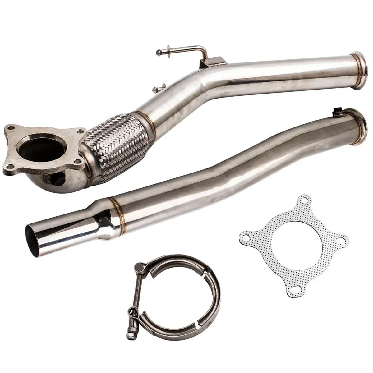 For VW Golf MK5 MK6 Audi A3 S3 Skoda Octavia Seat Leon Cupra R 2.0T 3" Outlet Stainless Steel Exhaust Muffler Decat Downpipe