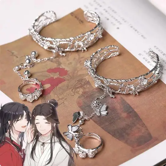 Anime Tian Guan Ci Fu Hua Cheng Xie Lian Bracelet Hand Chain Cosplay Adjustable Butterfly Hand Beads Jewelry Women Accessories