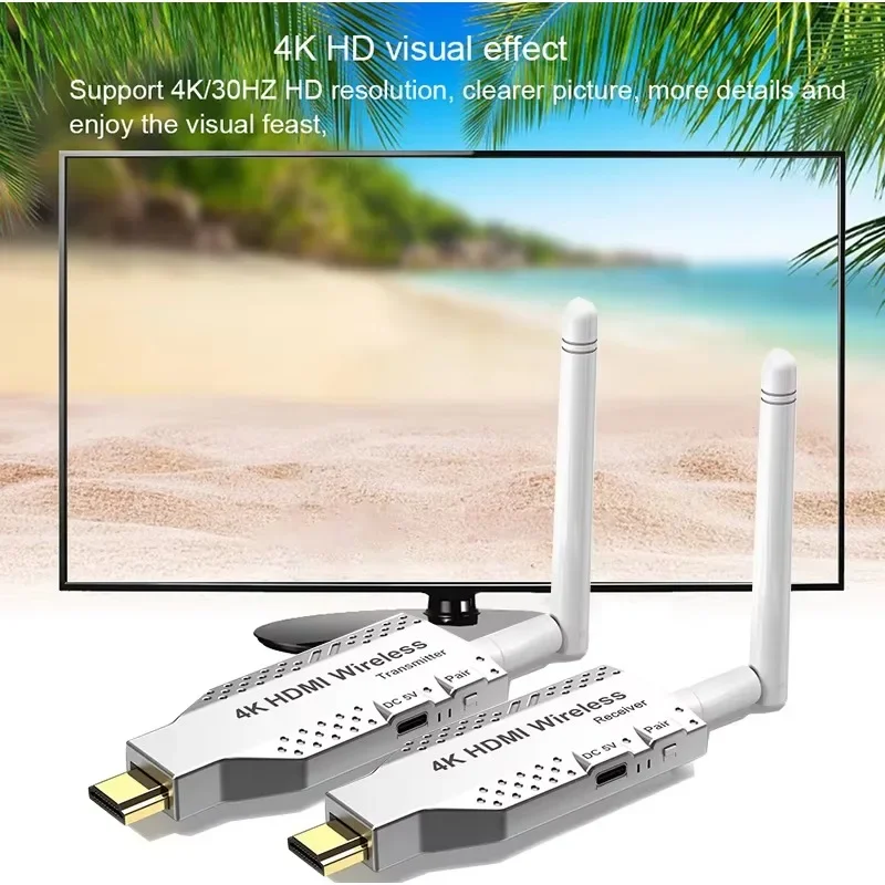 Bezprzewodowy adapter HDMI LH4k męski, nadajnik i odbiornik audio-wideo 4k 30Hz, przedłużacz do laptopa, PC, DVD do telewizora, monitora