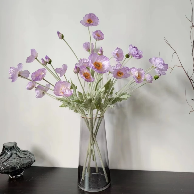 

15/20/25/30pcs Silk Fabric Corn Poppy of Artificial Flower Bouquet 3 Flowers 1 Bud Arrangement Home Party Decoration Table Decor