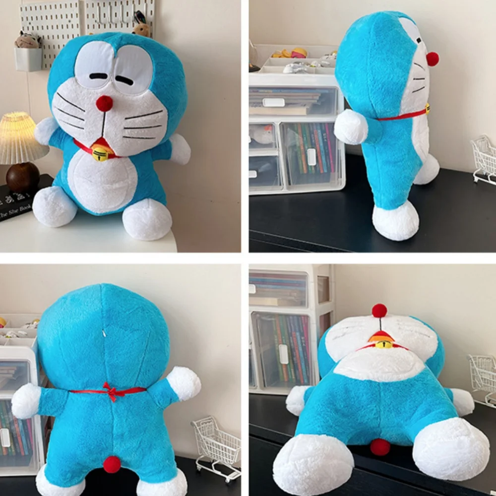 Cojín de Peluche de Doraemon, el Personaje Japonés de Dibujos Animados, con Ojos Azules, Talla Grande (40 cm), para Decoración de Cama, Respaldo de Coche