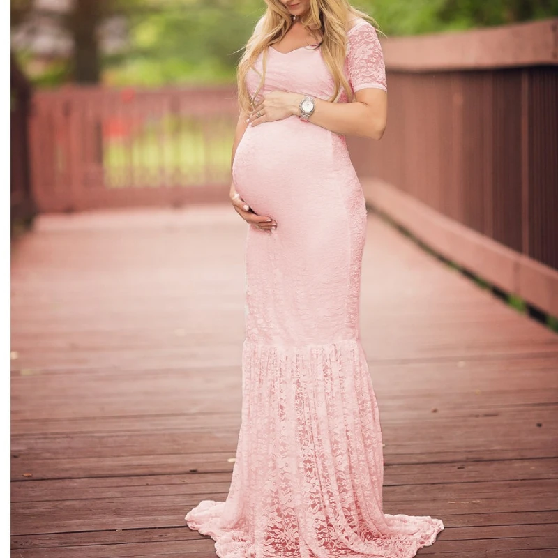 Maternity's Mermaid Maternity Dresses Photography Props Sexy Lace Maxi Gown For Photo Shoots Women Pregnancy Dress Clothes
