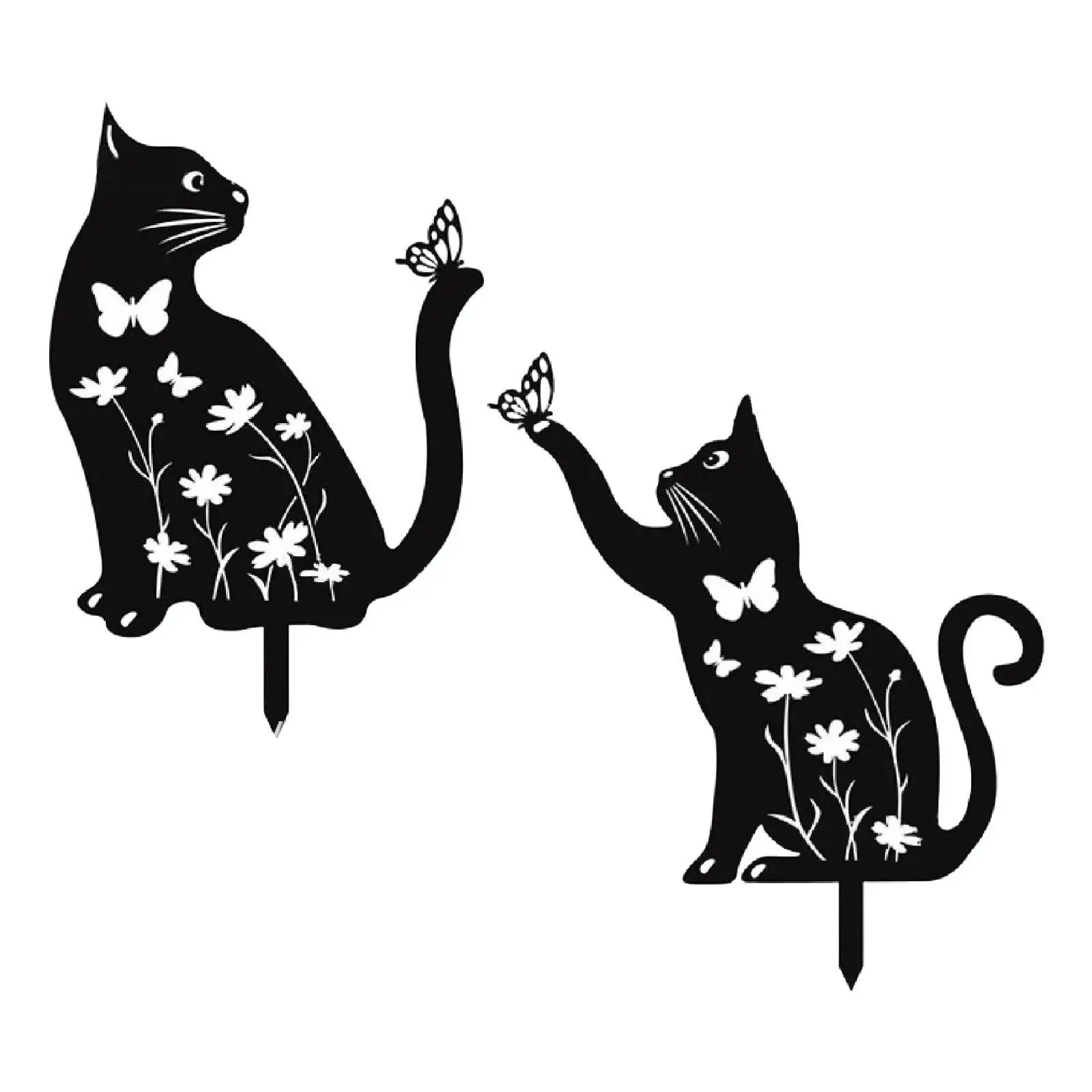 

Cat Decorative Garden Stake Silhouette Yard Decoration Lawn Ornament for Spring