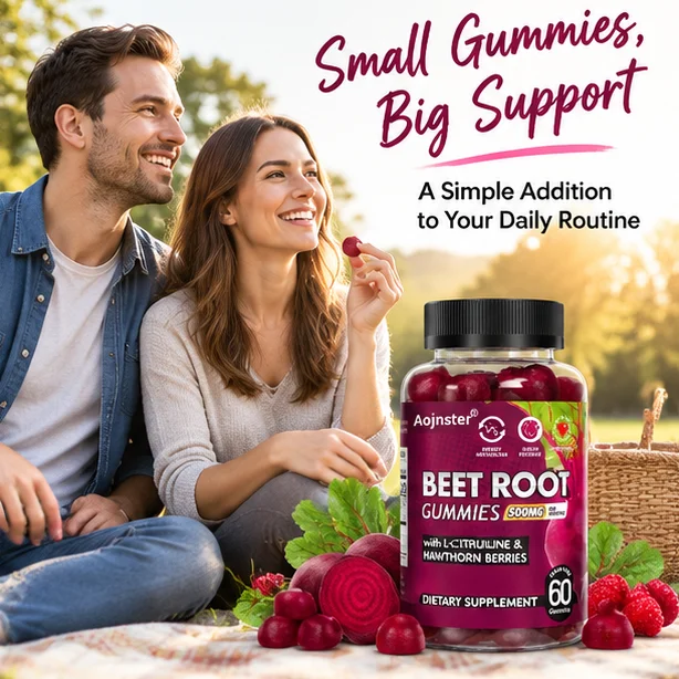 Lab Tested Beet Root Complex Gummies, Sugar Free, Natural Plant Blend, Daily Nutrition, 60 Count Adult Supplement