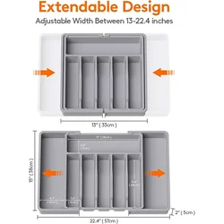 Expandable Silverware Organizer for Drawer with Knife Holder Kitchen Utensil Knife Drawer Organizer Cutlery Organizer in Drawer