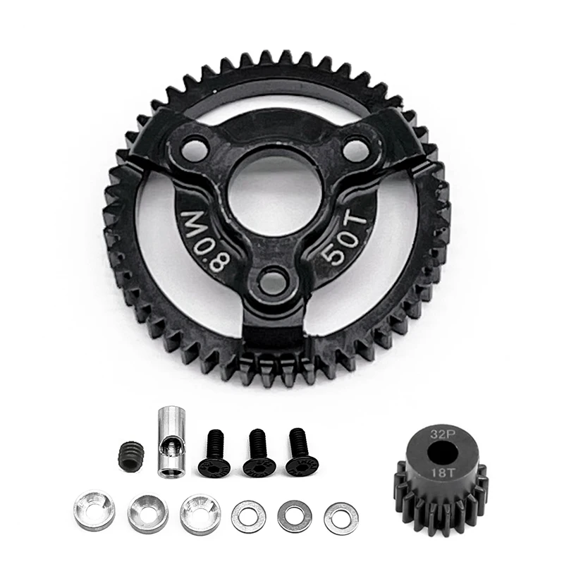 1PCS Steel M0.8 50-60T Spur Gear With 32P Pinion Gear For Traxxas Slash 2WD VXL Bandit Rustler Stampede Drag Sl Upgrade Parts