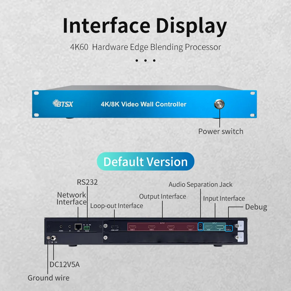 Bitvisus 4x1 3x1 2x1Seamless Edge Blending Pure Hardware Video Switcher 1x2 1x3 1x4 Video Wall Display 4K60 Input 4x2K Output