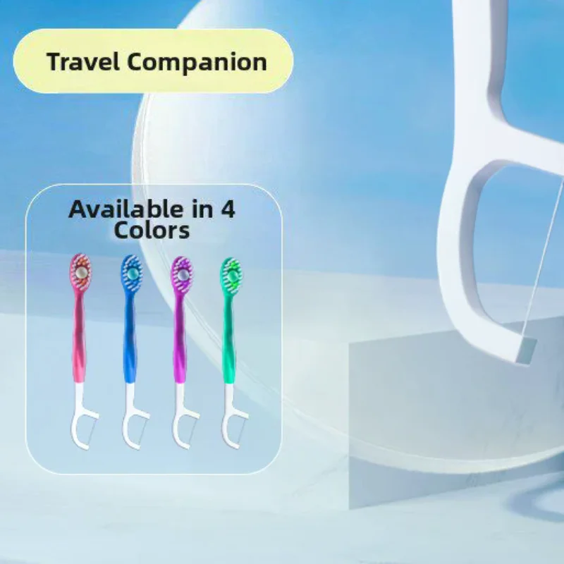 1-Pack Foldable Dental Floss Toothbrush Portable And Compact For Travel