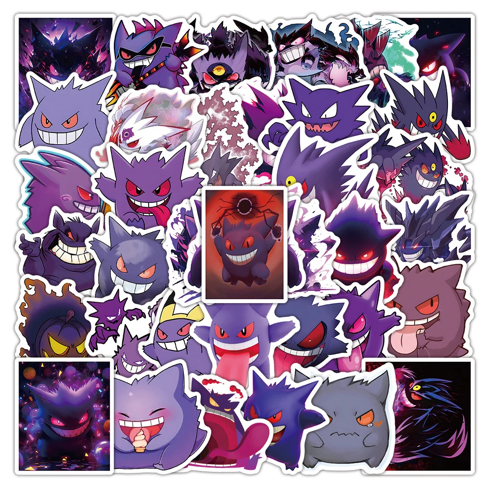 

10/30/50pcs Cute Gengar Anime Pokemon Stickers Cartoon Decals for Kids Toy DIY Suitcase Water Bottle Phone Fun Graffiti Sticker