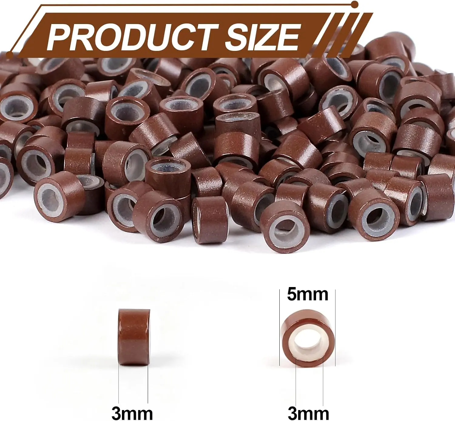 1000PCS 5mm Lined Silicone Hair Extensions Beads Micro Links 5 Colors Ring Hair Extension Tool Kits
