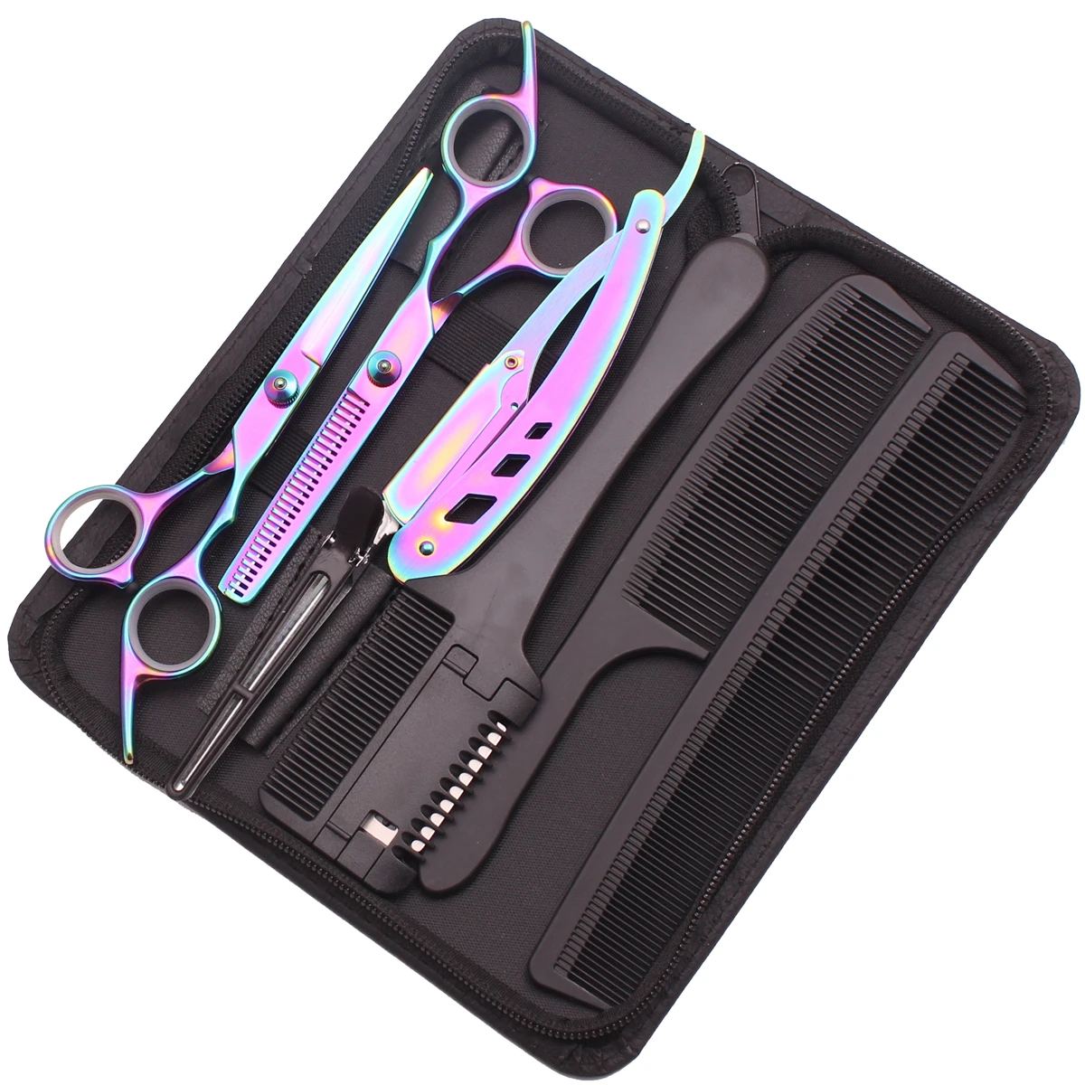 Haarschere JP Edelstahl Friseurschere 6" Haarschnitt-Set Effilierschere Friseursalon Haarschnittschere Rasiermesser Kämme C1001 – Detail 17