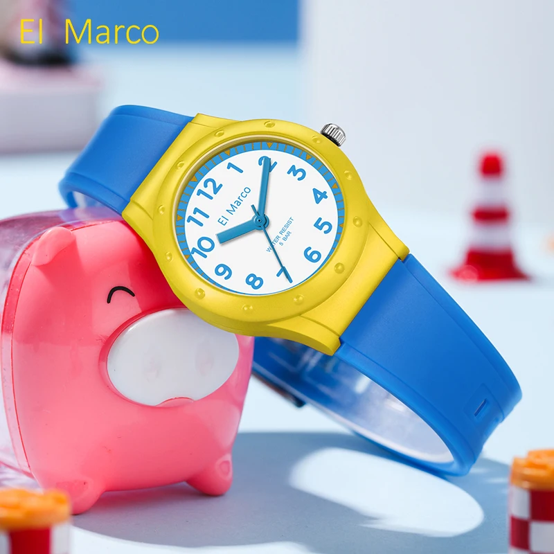 ساعة El Marco 3703 الإلكترونية الملونة للأطفال - مقاومة للماء العميق، مقاومة للصدمات، مقاومة للسقوط، ساعة كوارتز متعددة الاستخدامات للطلاب